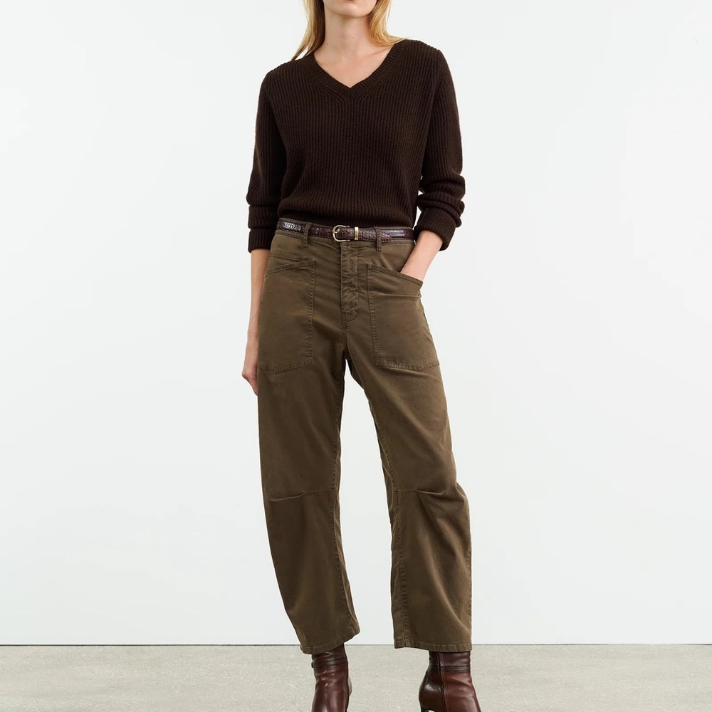 Nili Lotan Shon Pant Cropped 10 wood brown Barrel NWT